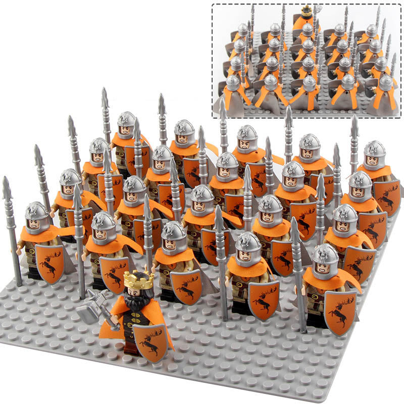 Game of Thrones House Baratheon Spearman Stormlands Army Custom Brick Compatible Minifigure Set 21Pcs