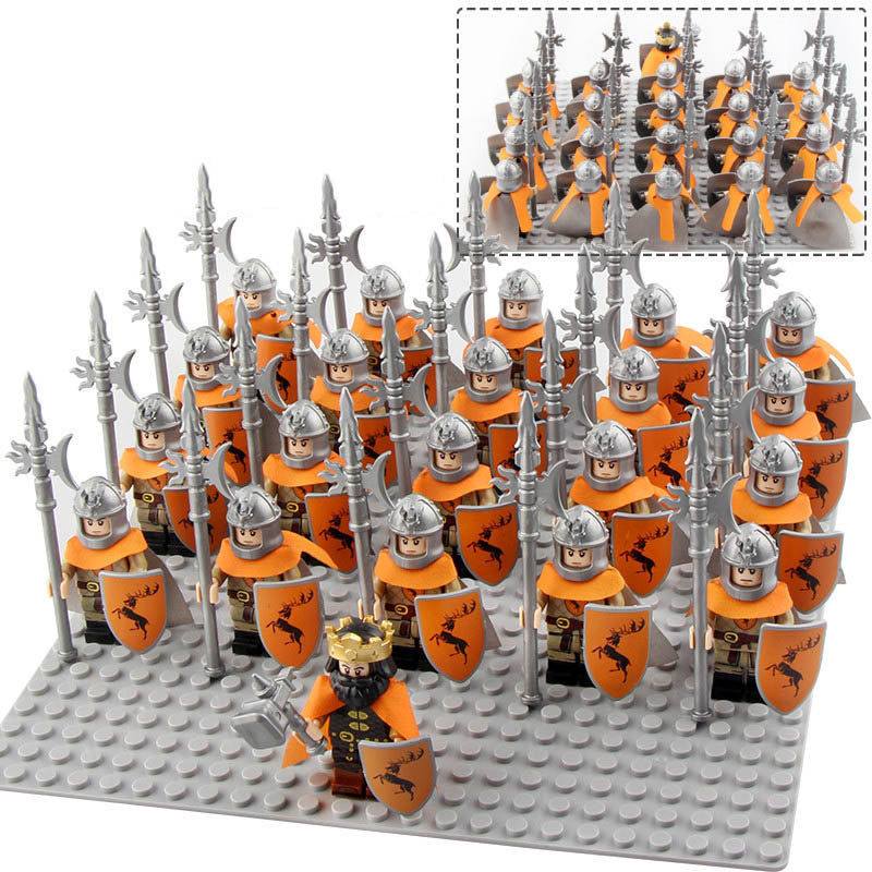 Game of Thrones House Baratheon Halberd Soldier Stormlands Army Custom Brick Compatible Minifigure Set 21Pcs