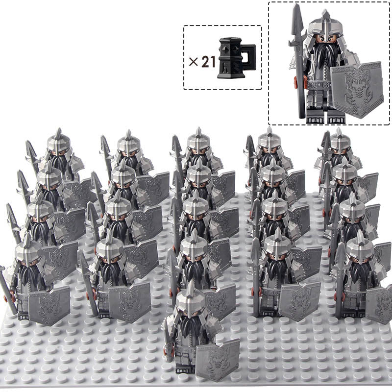 LOTR The Hobbit Dwarf Warriors Middle Earth Dwarf Army Custom Brick Compatible Minifigure Set 21Pcs