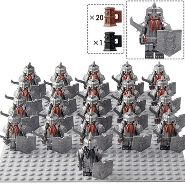 LOTR Middle Earth Dwarf Shield Warriors Dwarven Army Custom Brick Compatible Minifigure Set 21Pcs