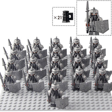LOTR Middle Earth Dwarf Spearmen Dwarven Warriors Army Custom Brick Compatible Minifigure Set 21Pcs