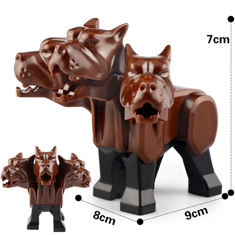 Harry Potter Sorcerers Stone Fluffy Three Headed Dog Cerberus Custom Brick Compatible Creature Figure Toy