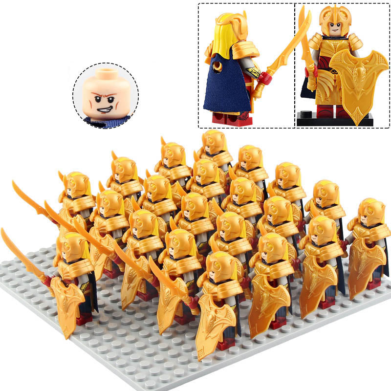 LOTR Rivendell Golden Elf Royal Guard Middle Earth Army Custom Brick Compatible Minifigure Set 21Pcs