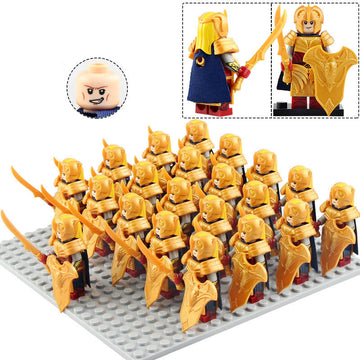 LOTR Rivendell Golden Elf Royal Guard Middle Earth Army Custom Brick Compatible Minifigure Set 21Pcs