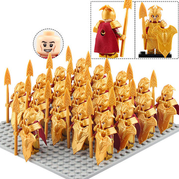 LOTR Rivendell Golden Elf Spearmen Middle Earth Army Custom Brick Compatible Minifigure Set 21Pcs