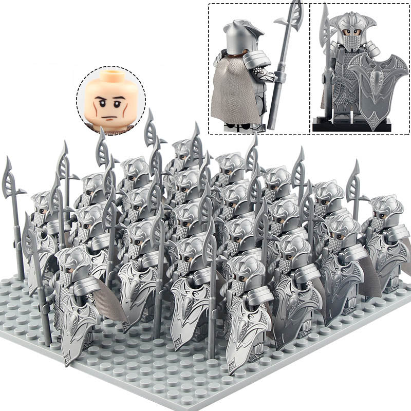 LOTR Rivendell Silver Elf Pike Sentinels Middle Earth Army Custom Brick Compatible Minifigure Set 21Pcs