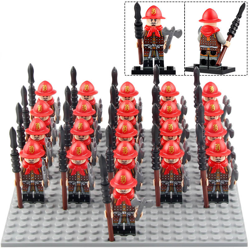 Ming Dynasty Soldiers Quick Gunner Ancient Chinese Spear Infantry Custom Brick Compatible Minifigure Set 21Pcs