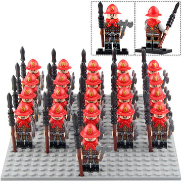 Ming Dynasty Soldiers Quick Gunner Ancient Chinese Spear Infantry Custom Brick Compatible Minifigure Set 21Pcs