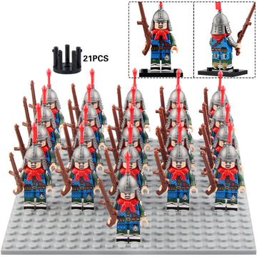 Ming Dynasty Soldiers Electric Blunderbuser Ancient Chinese Matchlock Gunner Custom Brick Compatible Minifigure Set 21Pcs