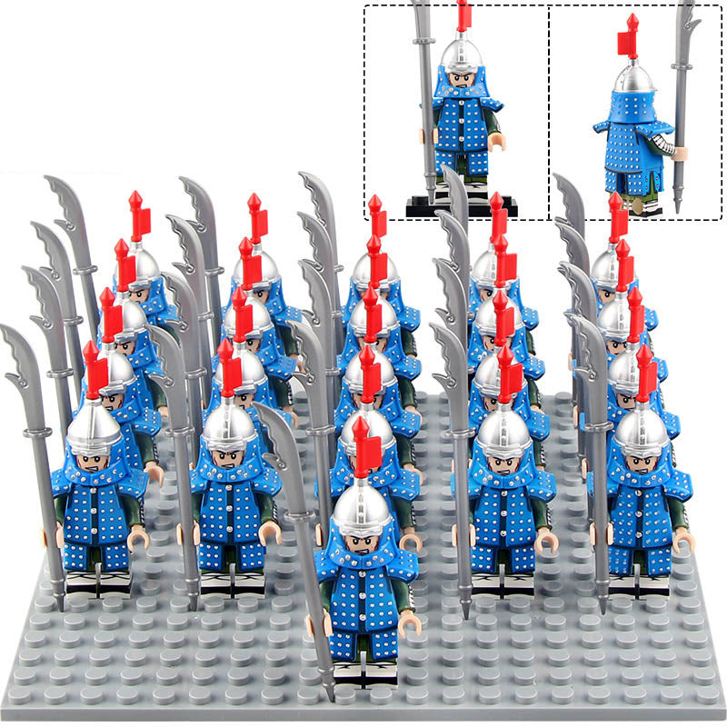 Ming Dynasty Halberd Guard Soldiers Ancient Chinese Army Custom Brick Compatible Minifigure Set 21Pcs