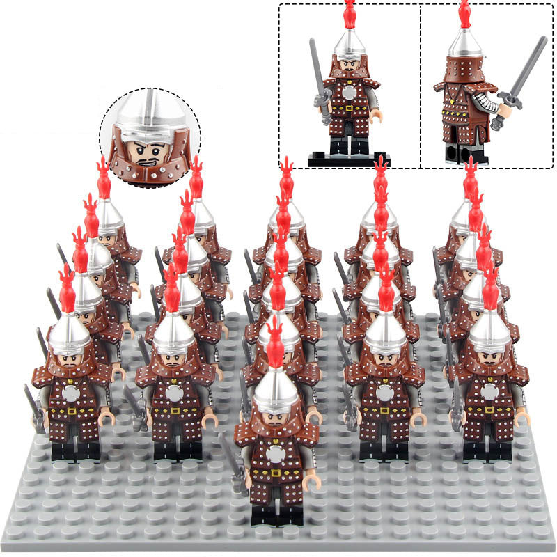 Ming Dynasty Heavy Infantry Soldiers Ancient Chinese Army Custom Brick Compatible Minifigure Set 21Pcs