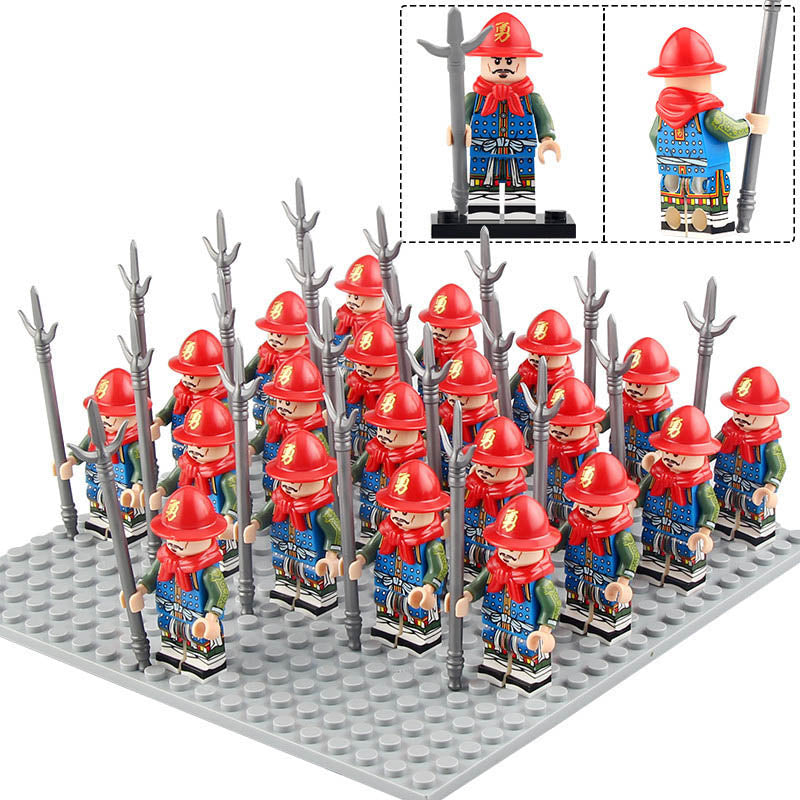 Ming Dynasty Banner Commander Soldiers Ancient Chinese Army Custom Brick Compatible Minifigure Set 21Pcs