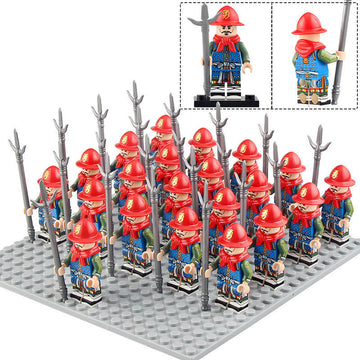Ming Dynasty Banner Commander Soldiers Ancient Chinese Army Custom Brick Compatible Minifigure Set 21Pcs