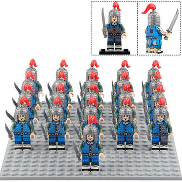 Ming Dynasty Armored Infantry Soldiers Ancient Chinese Army Custom Brick Compatible Minifigure Set 21Pcs