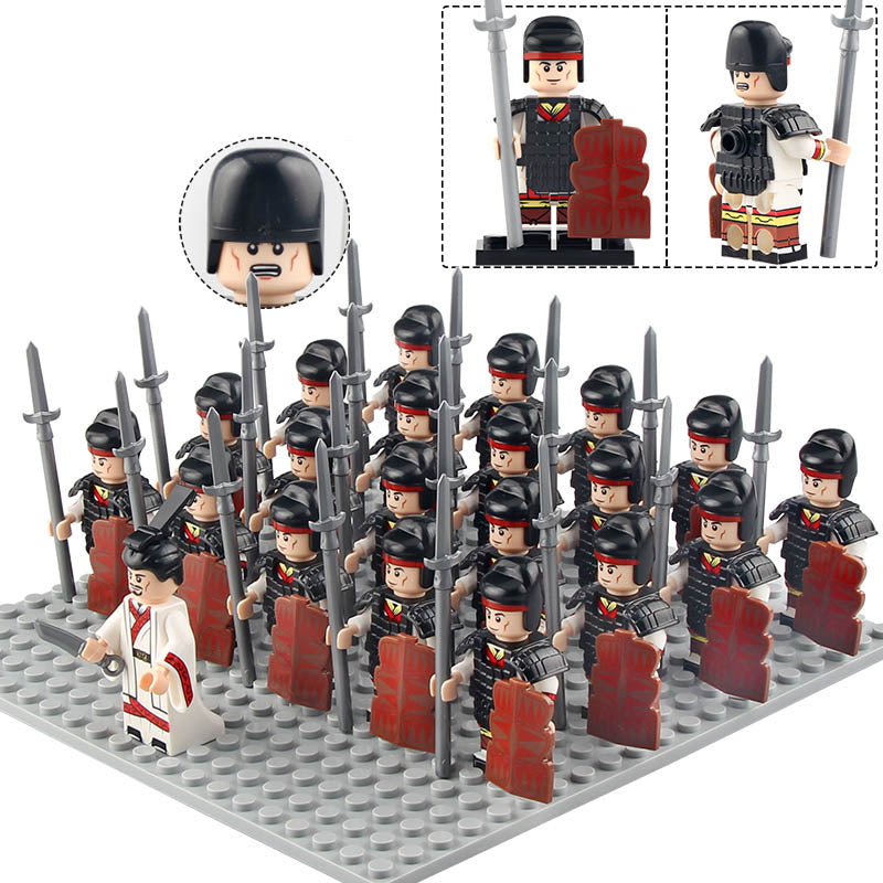 Ancient China Han Dynasty Spear Infantry Shield Guards Imperial Army Custom Brick Compatible Minifigure Set 21Pcs