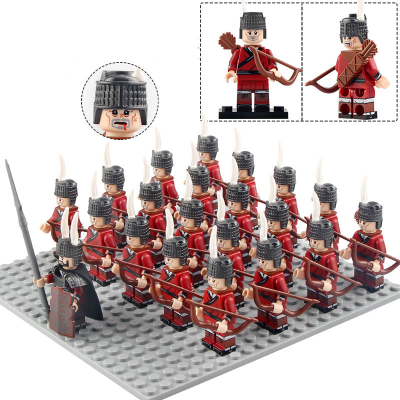 Ancient China Han Dynasty Chu Army Archers Bowmen Custom Brick Compatible Minifigure Set 21Pcs