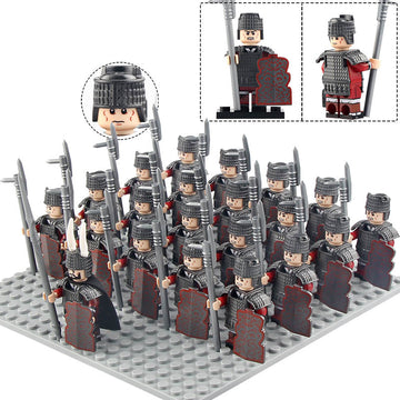 Ancient China Han Dynasty Chu Spear Infantry Soldiers Imperial Army Custom Brick Compatible Minifigure Set 21Pcs