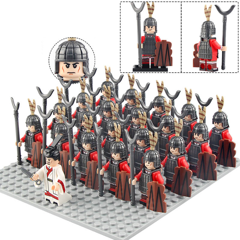 Ancient China Southern Dynasty Infantry Soldiers Army Custom Brick Compatible Minifigure Set 21Pcs