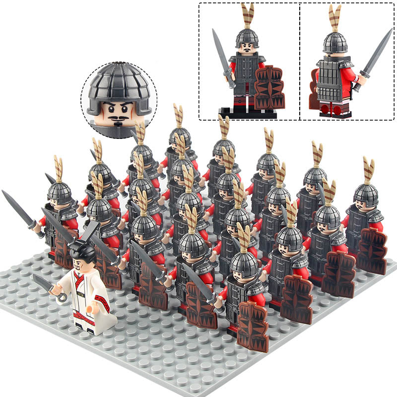 Ancient China Southern Dynasty Sword Infantry Soldiers Custom Brick Compatible Minifigure Set 21Pcs