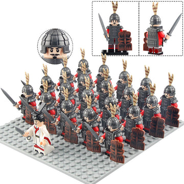 Ancient China Southern Dynasty Sword Infantry Soldiers Custom Brick Compatible Minifigure Set 21Pcs