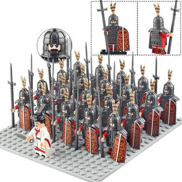 Ancient China Southern Dynasty Halberd Infantry Soldiers Custom Brick Compatible Minifigure Set 21Pcs