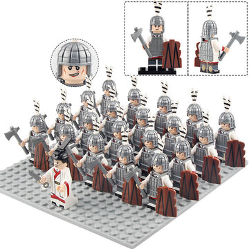 Ancient China Northern Dynasty Axe Infantry Soldiers Custom Brick Compatible Minifigure Set 21Pcs