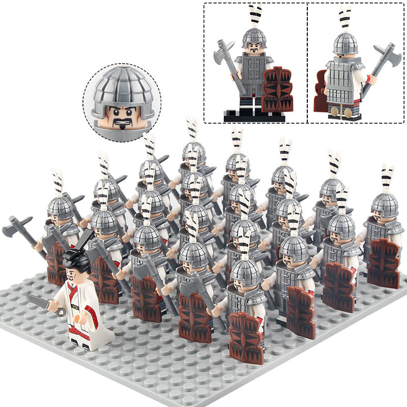 Ancient China Northern Dynasty Mace Infantry Soldiers Custom Brick Compatible Minifigure Set 21Pcs