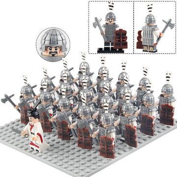 Ancient China Northern Dynasty Mace Infantry Soldiers Custom Brick Compatible Minifigure Set 21Pcs