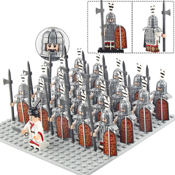 Ancient China Northern Dynasty Halberd Infantry Soldiers Custom Brick Compatible Minifigure Set 21Pcs