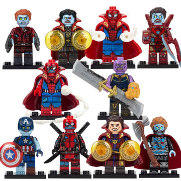 Star-Lord Spider-Man Thor Iron Man Captain America Thanos Deadpool Doctor Strange Hunter Spidey MCU What If? Custom Brick Based Minifigure Toy