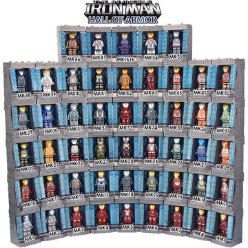 The Invincible Iron Man Hall of Armor Display for Mark Series Armor Suits Custom Brick Compatible Minifigure Toy