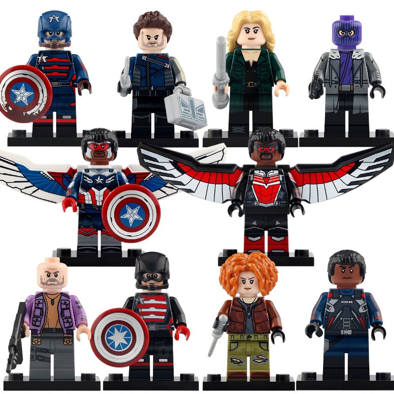 Sam Wilson Power Broker Zemo U.S. Agent Batroc Battlestar MCU The Falcon and The Winter Soldier 2021 Custom Brick Based Minifigure Toy