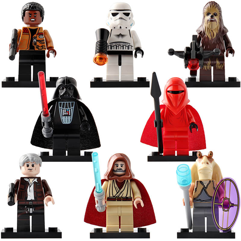 Star Wars Obi-Wan Kenobi Darth Vader Han Solo Chewbacca Finn Jar Jar Binks Royal Guard Stormtrooper Custom Brick Compatible Minifigure Toy