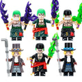 Japanese Anime One Piece Monkey D. Luffy Roronoa Zoro Sabo Custom Brick Based Minifigure Toy