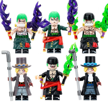 Japanese Anime One Piece Monkey D. Luffy Roronoa Zoro Sabo Custom Brick Based Minifigure Toy
