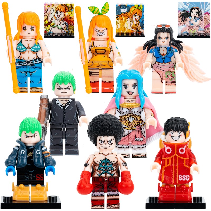 Nami Nico Robin Monkey D. Luffy Afro Luffy Roronoa Zoro Nefertari Vivi Anime One Piece Custom Brick Compatible Minifigure Toy