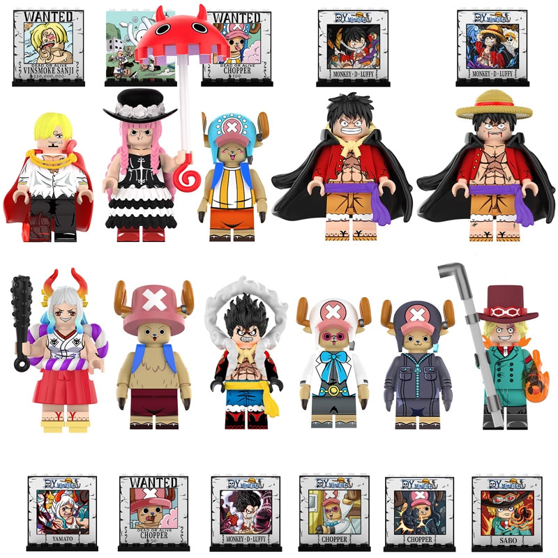 One Piece Anime Monkey D. Luffy Gear 4 Sabo Yamato Sanji Perona Tony Tony Chopper Custom Brick Compatible Minifigure Toy
