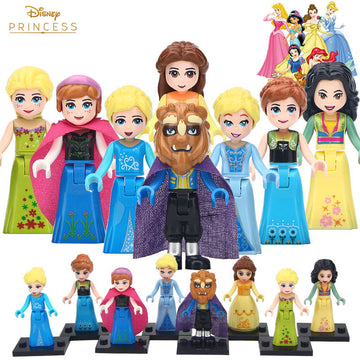 Belle Beast Mulan Anna Elsa Cinderella Disney Princesses Custom Brick Compatible Minifigure Toy