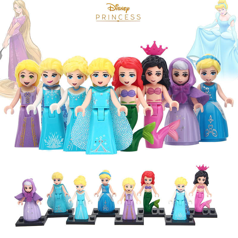 Alana Ariel Cinderella Fairy Godmother Elsa Rapunzel Disney Happy Princess Custom Brick Compatible Minifigure Toy