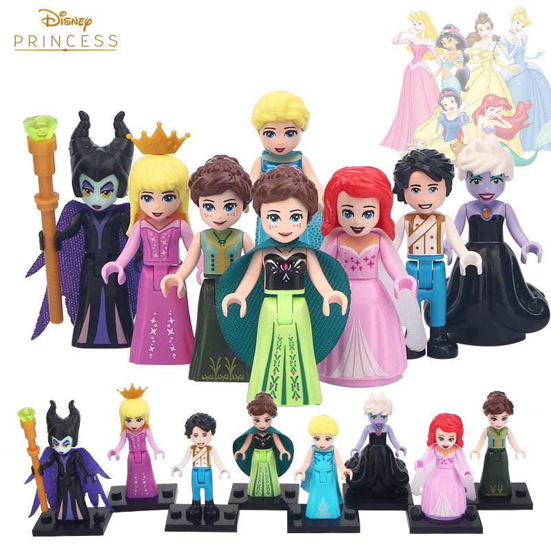 Anna Elsa Ariel Prince Eric Ursula Maleficent Aurora Andrea Martina Disney Princess Custom Brick Compatible Minifigure Toy
