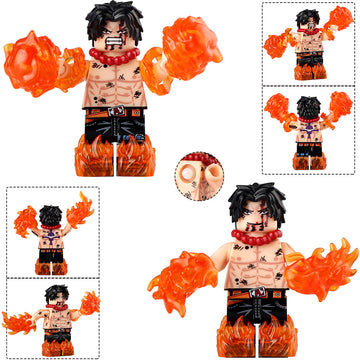 One Piece Portgas D. Ace Flame Fist Mera Mera no Mi Fire Power Anime Custom Brick Compatible Minifigure Toy