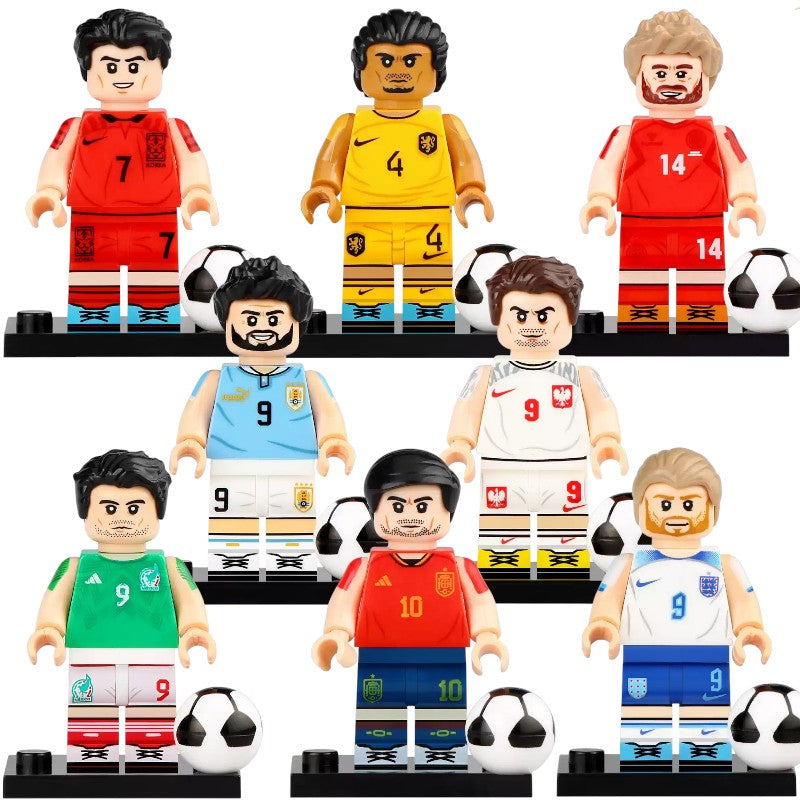 Pro Football Stars Eriksen Van Dijk Son Heung-min Suarez Lewandowski Jimenez Pedri Kane Custom Brick Compatible Minifigure Toy