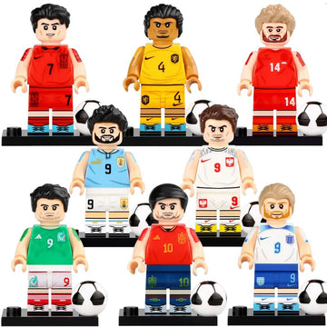 Pro Football Stars Eriksen Van Dijk Son Heung-min Suarez Lewandowski Jimenez Pedri Kane Custom Brick Compatible Minifigure Toy