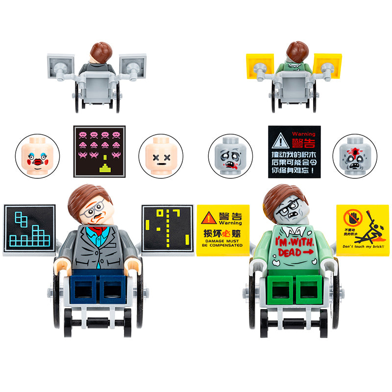 Stephen Hawking Zombie Celebrity Deathmatch Horror Themed Custom Brick Compatible Minifigure Toy