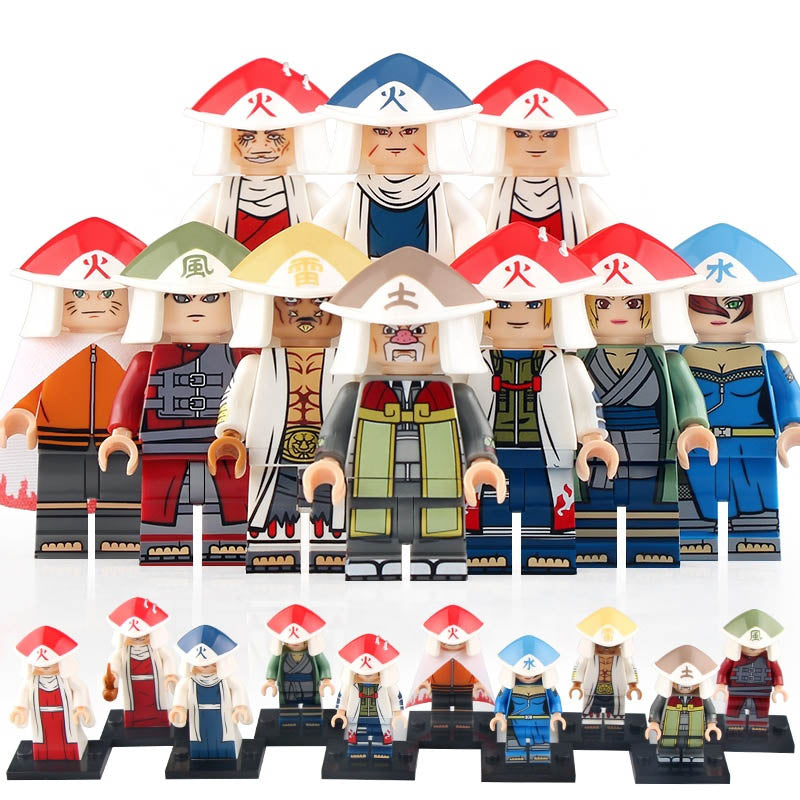 Hashirama Senju Tobirama Senju Hiruzen Sarutobi Minato Namikaze Tsunade Naruto Uzumaki Gaara A Mei Terumi Ōnoki Anime Naruto Brick Compatible Minifigure Toy