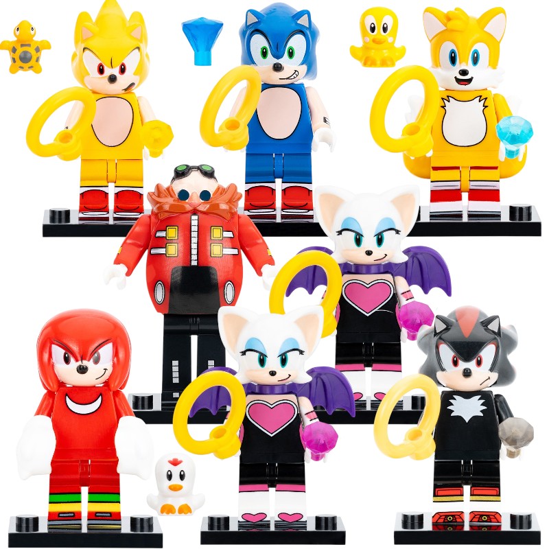 Sonic the Hedgehog Tails Doctor Eggman Rouge the Bat Knuckles the Echidna Amy Rose Shadow the Hedgehog Brick Compatible Minifigure Toy
