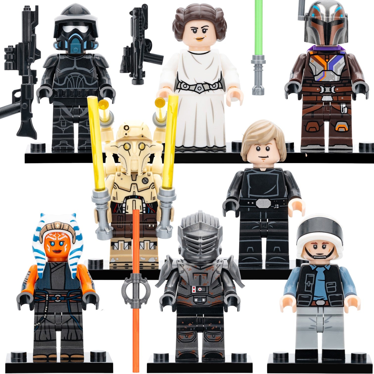 Star Wars Ahsoka Tano Luke Skywalker Sabine Wren Marrok Huyang Princess Leia Rebel Fleet Trooper Custom Brick Compatible Minifigure Toy