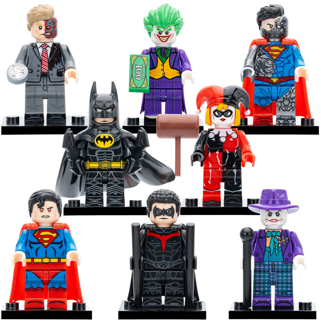 DC Batman Superman Joker Harley Quinn Nightwing Two Face Cyborg Superman Custom Brick Compatible Minifigure Toy