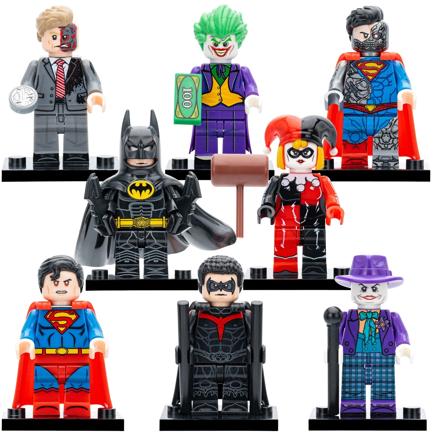 DC Batman Superman Joker Harley Quinn Nightwing Two Face Cyborg Superman Custom Brick Compatible Minifigure Toy