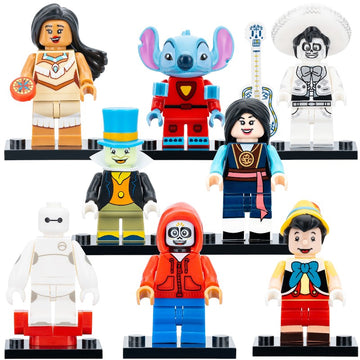 Ernesto de la Cruz Stitch 626 Jiminy Cricket Mulan Pocahontas Miguel Rivera Baymax Pinocchio Disney Animated Custom Brick Compatible Minifigure Toy